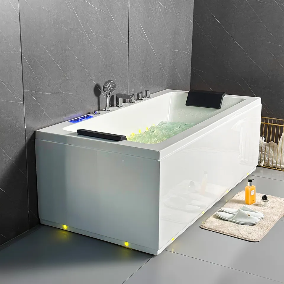 Bán buôn trắng bồn tắm led Acrylic Whirlpool bồn tắm nước nóng jacuzzis bathtuband phòng tắm massage hiện đại bồn tắm Spa trong nhà với vòi hoa sen