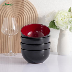 16Pcs Sẵn Sàng Để Tàu Đen Đỏ Hai-Tone Màu Men Đồ Đá Tấm Bộ Đồ Ăn Cho Nhà Hàng Khách Sạn - Product Image 4