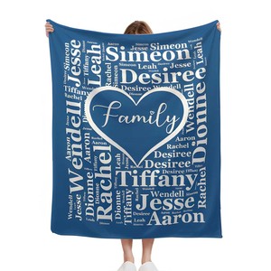 Couverture en flanelle personnalisée avec le nom du petit-enfant - Motif d'animaux amusants, utilisation quatre saisons, style américain, <span class=keywords><strong>cadeau</strong></span> pour les grands-<span class=keywords><strong>parents</strong></span> - Product Image 1