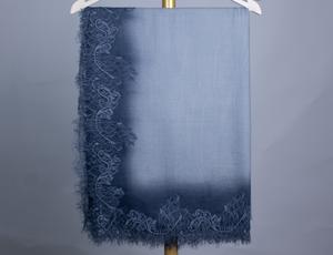 VIC Cachemire Laine Fine Ombre Gris Bleu Hiver Etole Respirante Taille 70x200 cm - Product Image 4