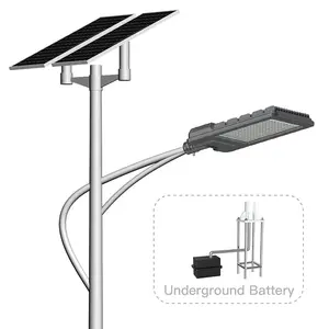 Farola led de doble brazo con poste, luz solar de 120w, los mejores precios