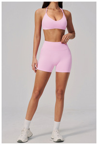 Shorts courts pour femmes, collants sans couture, débardeurs <span class=keywords><strong>de</strong></span> sport en polyester, pantalons legging coupe droite et évasée, soutien-gorge <span class=keywords><strong>de</strong></span> sport <span class=keywords><strong>fantaisie</strong></span>, ensemble complet <span class=keywords><strong>de</strong></span> yoga - Product Image 4