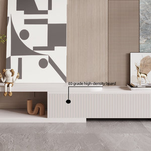 Mobile TV di Lusso Estensibile AJUNION, Arredamento in Legno per Soggiorno, Top in Finto Marmo, Console Multimediale con 3 Cassetti - Product Image 4