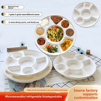 Plateaux jetables biodégradables en pulpe de canne à sucre, 7-9 compartiments, compatibles micro-ondes, style moderne et minimaliste pour usage commercial