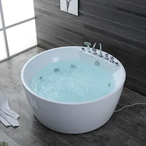 Bañera de hidromasaje acrílica para casa, hotel, redonda, para adultos, spa, baño interior, moderna, con chorro