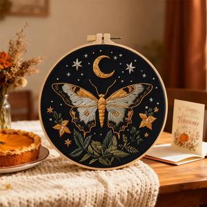 Coffret cadeau d'affaires personnalisé, broderie d'art aux fleurs sauvages écologiques avec cadre <span class=keywords><strong>en</strong></span> polyester, décoration murale botanique - Product Image 2