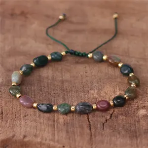 Simple Bohemia Smooth Raw Natural Stone Amazonite Beads Bracelets Tibetan Adjustable Gemstone Bracelet Women Jewelry Dropship
