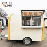 Remorque alimentaire mobile ronde compacte, chariot de café de rue, chariot de vente de glaces et de hot-dogs, camion de restauration entièrement équipé