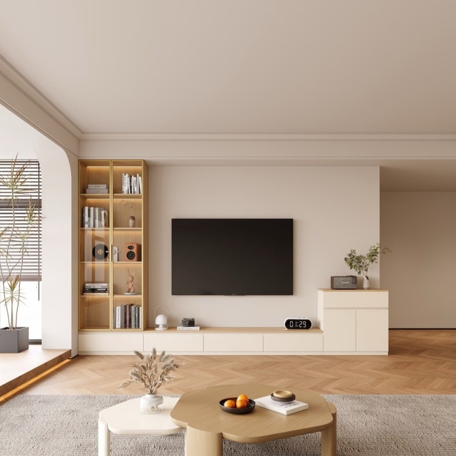 Custom Modern Wooden TV Stand with Adjustable Storage Eco-Friendly Design for Living Room Bedroom & Dining Furniture