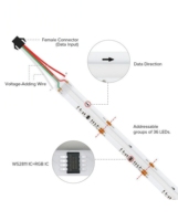 Tira de Luces LED RGBIC COB Flexible de Alto Lumen KCX, DC12V, 576 LED/M, Chip WS2811, Tira de Luces LED Inteligente de Color de Ensueño para Decoración
