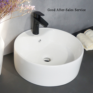 Tarpul Articles sanitaires modernes : Lavabo rond en céramique blanc à poser, design artistique, pour salle de bain d'hôtel - Product Image 2