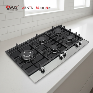 Cuisinière à gaz professionnelle 5 brûleurs en verre trempé polyvalente, fournisseur chinois - Product Image 1