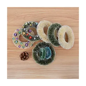 Cuentas pequeñas ecológicas Mini 9 cm Sisal Artificial decorativa CORONA DE Navidad y guirnaldas para decoración de Navidad