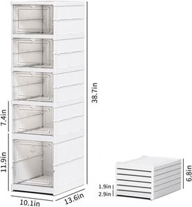 No Assembly Plastic PP Rectangle Eco-Friendly Heavy-Duty <b>Shoe</b> Organizer Rack All-in-one Foldable Stackable <b>Clear</b> <b>Shoe</b> Storage - Product Image 2