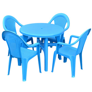<b>Outdoor</b> <b>Plastic</b> Garden <b>Table</b> And Chair Set 70x90cm Weather Resistant For Adults Coastal Style - Product Image 3