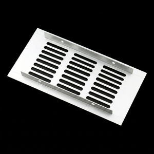 Grille de ventilation rectangulaire en alliage d'aluminium respirante pour armoire de cuisine intégrée argentée, avec ruban adhésif et vis pour armoire à chaussures - Product Image 1
