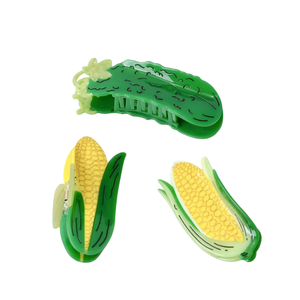 Pinzas <span class=keywords><strong>para</strong></span> el pelo bonitas con diseño <span class=keywords><strong>de</strong></span> vegetales (maíz y melón amargo), <span class=keywords><strong>de</strong></span> acetato <span class=keywords><strong>de</strong></span> lujo, tipo pinza <span class=keywords><strong>de</strong></span> tiburón, accesorios <span class=keywords><strong>para</strong></span> el <span class=keywords><strong>cabello</strong></span> <span class=keywords><strong>para</strong></span> mujer - Product Image 2