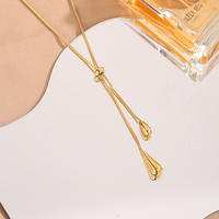 Ensembles de Bijoux Fins en Acier Inoxydable 316L Plaqué Or 18 Carats Étanche, Comprenant Boucles d'Oreilles Créoles Huggies et Goutte d'Eau, et Colliers pour Femmes