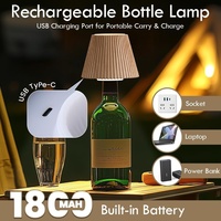 Lampe de table à intensité variable en forme de bouteille de vin, kit de montage bouchon de bouteille, rechargeable, imitation bois, veilleuse décorative pour restaurant et maison