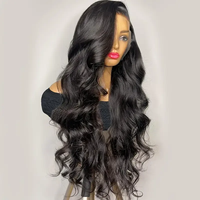 Rambut India Mentah Grosir Warna Burgundy 99J, Rambut Manusia Alami Bergelombang, Wig Tanpa Lem, Wig Rambut Bergelombang, Wig Lace Front