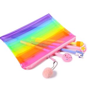 Fashion Large Capacity Simple PVC rainbow Pencil case Custom logo Student Stationery Storage <b>Bag</b> Pencil case - Product Image 3
