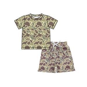 Conjunto de Ropa para Bebé Niño BSSO1909, Diseño Personalizado, Estampado de Camuflaje Gris, Conjuntos para Niños al por Mayor, Conjunto de Manga Corta - Product Image 1