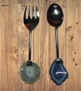 ชุดเซ็ตเซิร์ฟเวอร์สลัด,ชุดเซ็ตเซิร์ฟเวอร์สลัดมือจับสีอาเกตสแตนเลสสตีล - Product Image 2