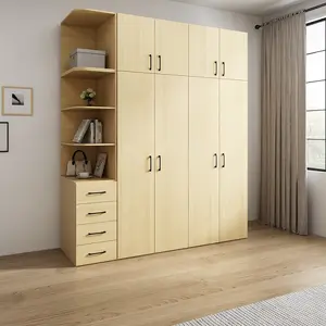 Tamanho personalizado armário, porta de madeira armário guarda-roupa gabinete armazenamento e organizadores casa quarto conjunto