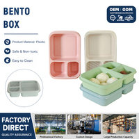 Boîte de rangement alimentaire en plastique écologique à 3 compartiments, résistante aux fuites, compatible micro-ondes, avec couvercle, boîte à lunch bento