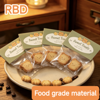 Emballage individuel transparent pour biscuits, pâtisseries, desserts et friandises faites à la main, avec étiquette en papier pliable