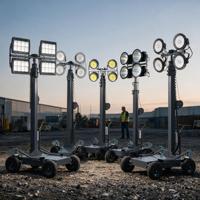 Projecteur LED portable d'urgence à mât télescopique 960W, IP65, blanc, angle de faisceau 360°, AC, pour éclairage paysager de jardin