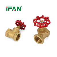 IFAN Fabrika 1/2"-1" Kırmızı Saplı Pirinç Stop Vanası, Konut Sıhhi Tesisat Sistemlerinde Kolay Su Akış Kontrolü için Pirinç Sürgülü Vana