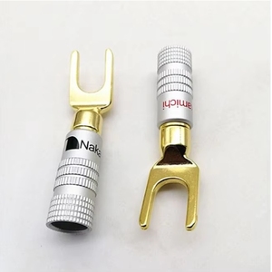 Enchufe en Y medio Cobre Cabezal chapado en oro Conector de banana Enchufe de altavoz Conector de cable de audio Cable rojo y negro - Product Image 2