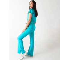 Nouveaux pantalons évasés bleu clair personnalisables pour uniformes médicaux, en tissu tissé, lavables à la main, unisexe, en nylon