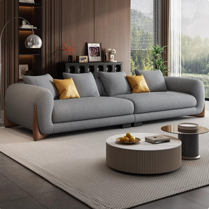 أريكة عصرية من القماش بمقعد واحد أو اثنين أو ثلاثة أو أربعة مقاعد، أريكة فاخرة بتصميم أنيق لغرف المعيشة في الفنادق، طقم أريكة مستقيمة من قماش التيدي المخملي - Product Image 2