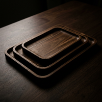 Ensemble de 3 plateaux en bois d'acacia, grand, moyen et petit, coins arrondis, pour servir les aliments, planches à charcuterie