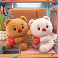 Boneka Beruang Hati Malaikat yang Lucu 8 inci, Mainan Hewan Boneka, Mainan Kartun Anime untuk Mesin Cakar