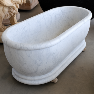 Baignoires ovales en marbre blanc de Carrare italien de 180 cm pour projets de salle de bain - Product Image 3