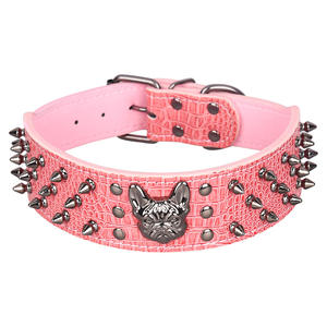 Collar de perro con tachuelas con remaches, collares de cuero PU para perros, duraderos, ajustables para mascotas medianas y grandes, <span class=keywords><strong>Pitbull</strong></span> <span class=keywords><strong>Bully</strong></span> Dog - Product Image 1