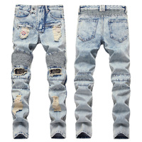 Men's Skinny Fitting Jeans, Denim Pants, Breathable, Custom
