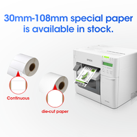 Rollo de Papel Autoadhesivo Blanco para Impresora de Inyección de Tinta, 30mmx60mmx480, Etiquetas para Impresoras Epson TM-C3500, TM-C3520, TM-C3400