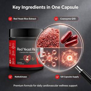 OEM Rote Reishefe-Kapseln mit Coenzym Q10 und Nattokinase für Herz-Kreislauf-Gesundheit und Durchblutungsunterstützung 120 Stück - Product Image 4
