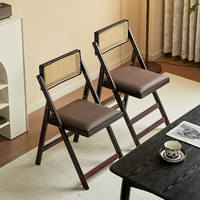 Tabouret de bar pliable, moderne et minimaliste, pour usage domestique, tabouret haut en bois massif, chaise de salle à manger avec dossier en osier de style japonais