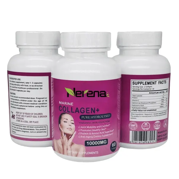 Cápsulas de colágeno marinho Super Premium com vitamina C e biotina, suplemento para pele, cabelos e unhas com antioxidantes