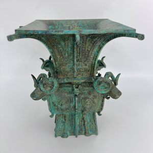 Buque ritual de bronce de la dinastía Shang tardía Zun cuadrado de cuatro ovejas, exquisita artesanía de Metal encarnada, estado supremo - Product Image 4