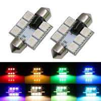 C5W Lumière Stroboscopique LED Feston RVB Intérieur Lampe avec Télécommande Multicolore pour Auto Voiture Dôme Lumière Lampes de Lecture 12V