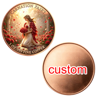 Pièce de monnaie ronde personnalisée en cuivre pur de 1 oz, motif Fée Carnation, imprimée en couleur, médaille commémorative de collection, vente en gros d'usine
