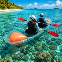 Kayak transparent pour 2 personnes, canoë transparent à double siège, kayak transparent pour lac, océan, sports nautiques
