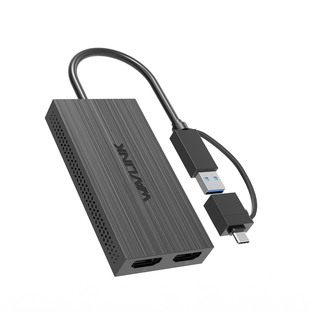 New Wavlink UG7602HC Universal Compatibility Dual Display Mirror/Extend Mode Office Home HD USB C Adapter