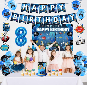 Decoración para Fiesta <span class=keywords><strong>de</strong></span> 10 Años con Temática <span class=keywords><strong>de</strong></span> Videojuegos: Banderines, Pósters, Guirnaldas, Serpentinas, Globos <span class=keywords><strong>de</strong></span> Número, Globos Impresos, Adornos para Pastel - Product Image 5